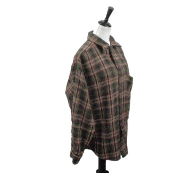 Earth Ragz Oversized Warm Button Front Plaid Shacket Size Large - Picture 4 of 4